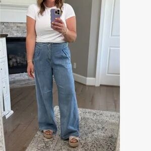 RISEN Jeans Light Blue Wide-Leg Relaxed Jeans